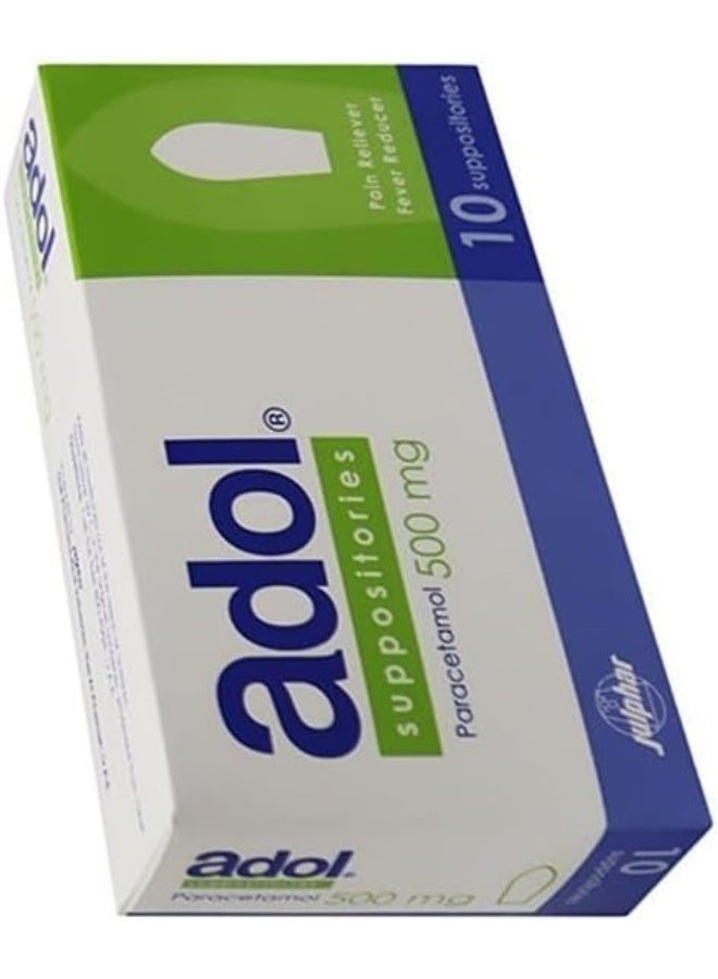 Adol 500mg Paracetamol Suppository 5 x 2 Blister Pack