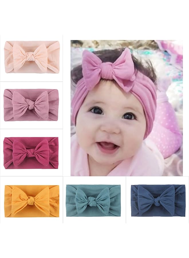 شواي مجموعة من 6 قطع من عصابة رأس عمامة للأطفال، مجموعة عصابة رأس عمامة للأطفال، عصابة رأس ناعمة ولطيفة، مرنة، مناسبة لحديثي الولادة/الفتيات/الأولاد/هدية للأطفال (لون عشوائي) مقاس واحد - Image 1