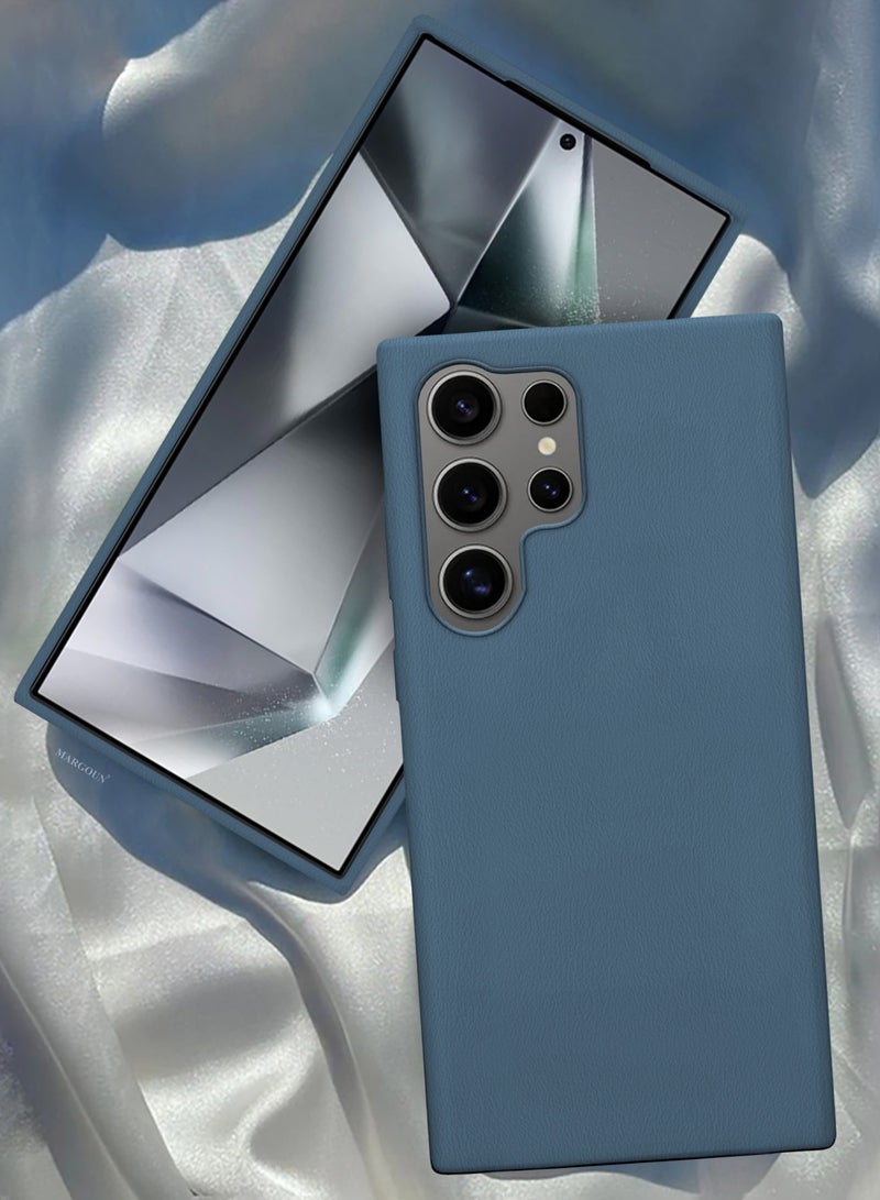 CATANES Leather Slim Fit Phone Case for Samsung Galaxy S24 Ultra – Shock-Absorbent Bumper & Precise Camera Cutout - Dark Blue - Image 3