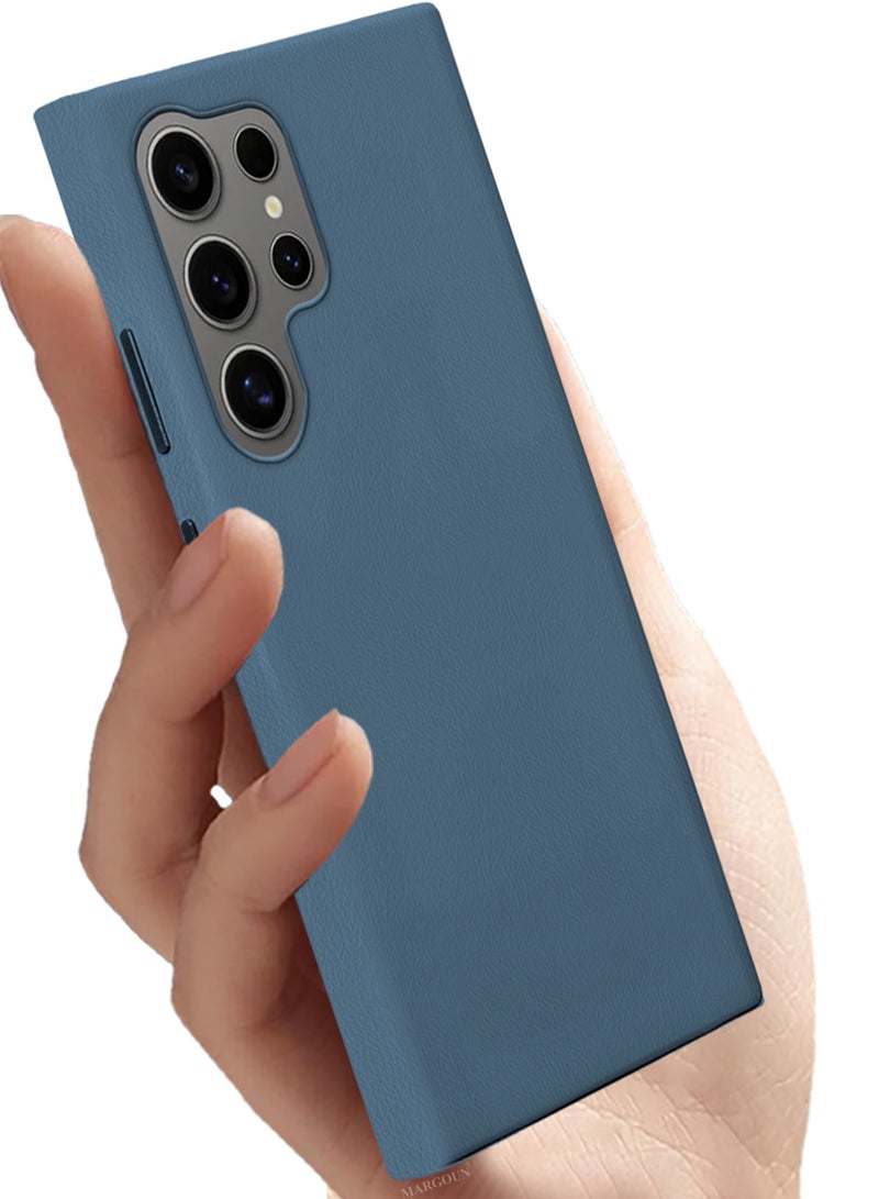 CATANES Leather Slim Fit Phone Case for Samsung Galaxy S24 Ultra – Shock-Absorbent Bumper & Precise Camera Cutout - Dark Blue - Image 2
