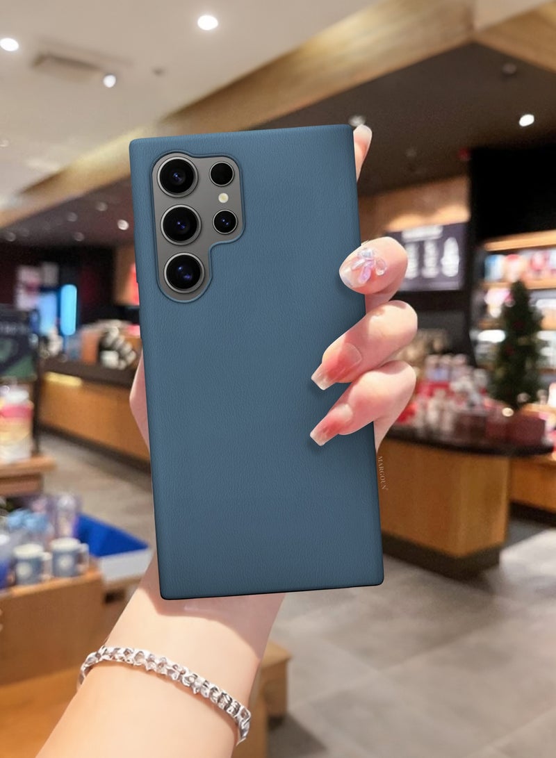 CATANES Leather Slim Fit Phone Case for Samsung Galaxy S24 Ultra – Shock-Absorbent Bumper & Precise Camera Cutout - Dark Blue - Image 5