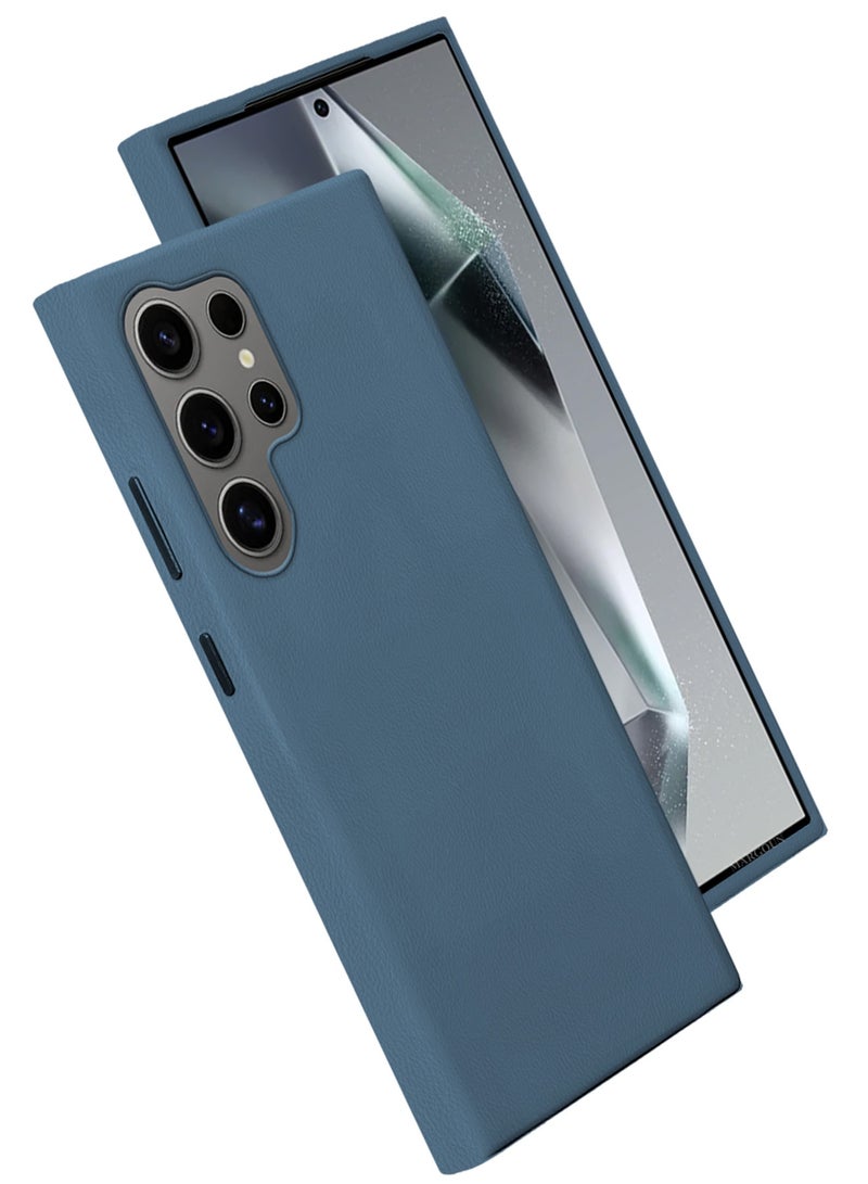 CATANES Leather Slim Fit Phone Case for Samsung Galaxy S24 Ultra – Shock-Absorbent Bumper & Precise Camera Cutout - Dark Blue - Image 1