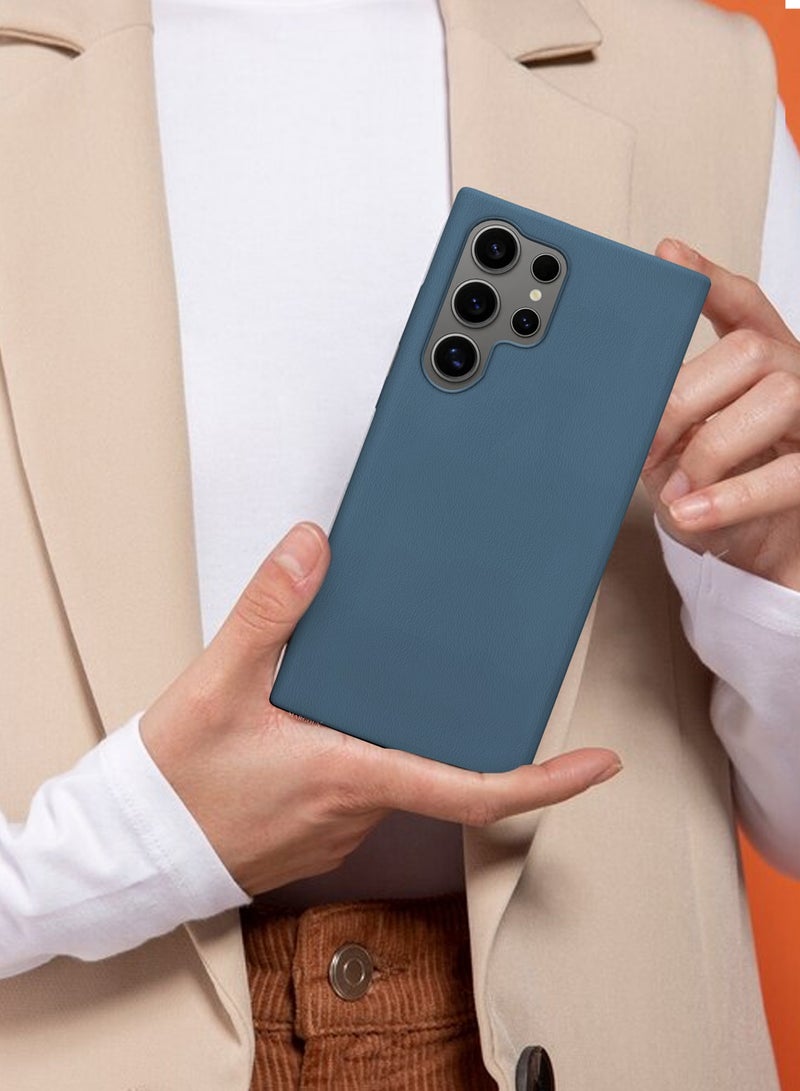 CATANES Leather Slim Fit Phone Case for Samsung Galaxy S24 Ultra – Shock-Absorbent Bumper & Precise Camera Cutout - Dark Blue - Image 4