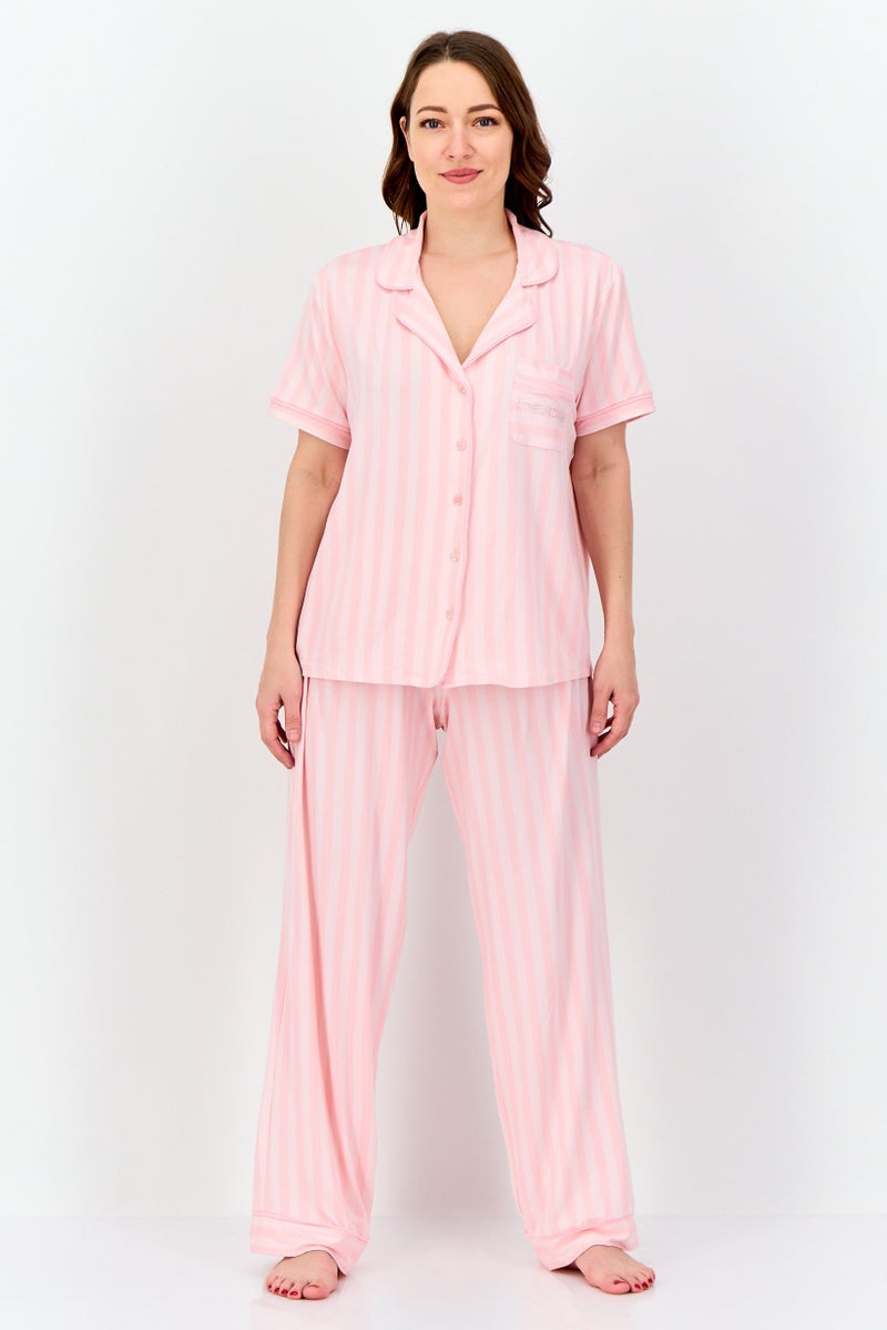 bebe Women 2 Pieces Stripe Pajama Set, Multicolor - Image 1