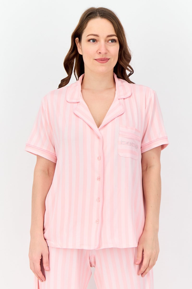 bebe Women 2 Pieces Stripe Pajama Set, Multicolor - Image 3