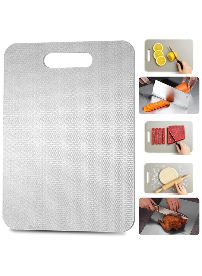 Yakiter Cutting Board Stainless Steel Double, One Side for Meat, One Side for Fruit, Sided for Kitchen Meat/Fruit/Vegetable Prep 39*28cm - Image 1