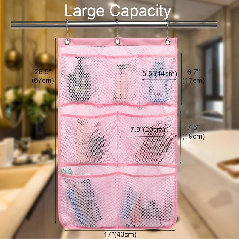 GYEUKHAM Hanging Mesh Shower Caddy for Bathroom - Quick Drying Portable Shower Organizer with Multiple Pockets for Soap,Shampoo and Cruise Ship Essentials Saving Bathroom Storage,Pink,1 Pack - Image 2