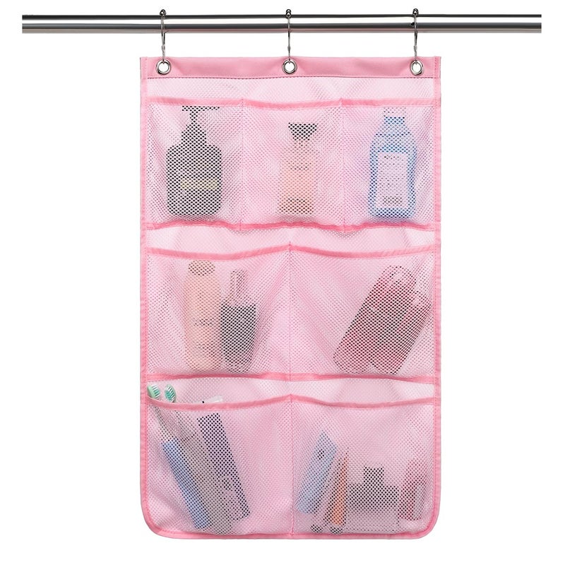 GYEUKHAM Hanging Mesh Shower Caddy for Bathroom - Quick Drying Portable Shower Organizer with Multiple Pockets for Soap,Shampoo and Cruise Ship Essentials Saving Bathroom Storage,Pink,1 Pack - Image 1