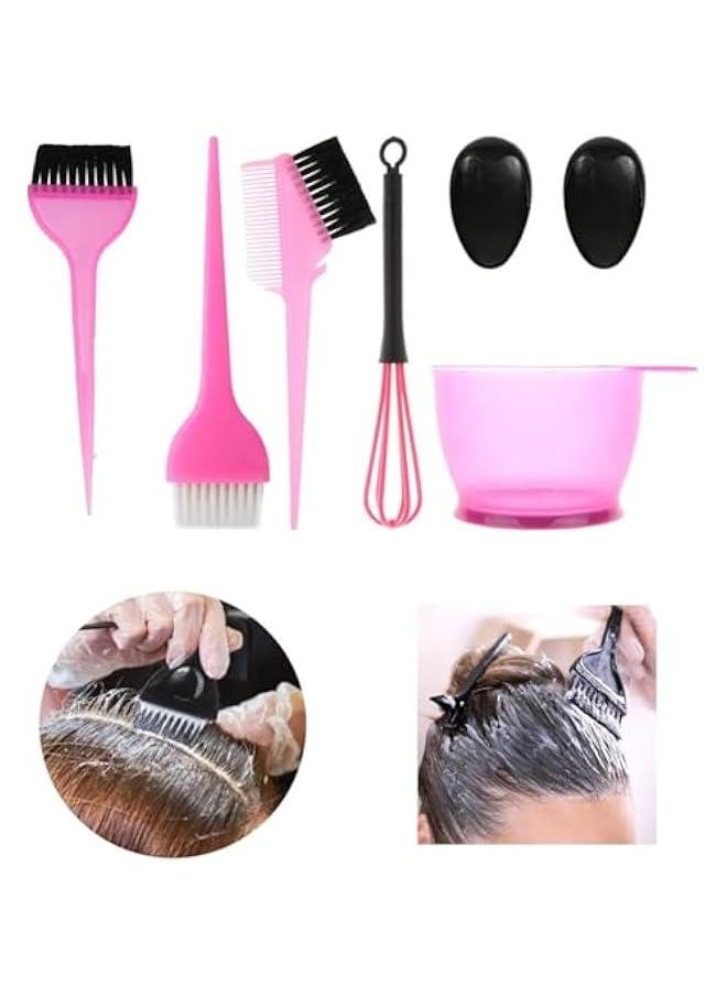 HOOKOR Hair Dye Coloring Kit with Hair Color Bowl,Dye Brush Comb,Tinting Bowl,Ear Caps,Dye Mixer,Bleach Tinting Brushes Tool for Salon Home Coloring Dye Kit (Pink)  - Image 2