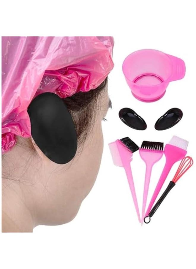 HOOKOR Hair Dye Coloring Kit with Hair Color Bowl,Dye Brush Comb,Tinting Bowl,Ear Caps,Dye Mixer,Bleach Tinting Brushes Tool for Salon Home Coloring Dye Kit (Pink)  - Image 4