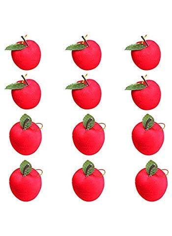Urvi Creations URVI Creation Pack of 12 Pcs Artificial Red Apple for Christmas Tree Ornaments Xmas Tree hangings Ornaments for Christmas Tree Decoration Item Christmas Party Props Favors 