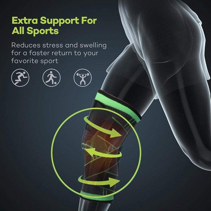 Vitoki Knee Supports for Arthritis Joint Pain 1 Pack, Knee Brace for Men & Women Knee Sleeve for Meniscus Tear ACL Running Workout Basketball Gym Green XX-Large - Image 5