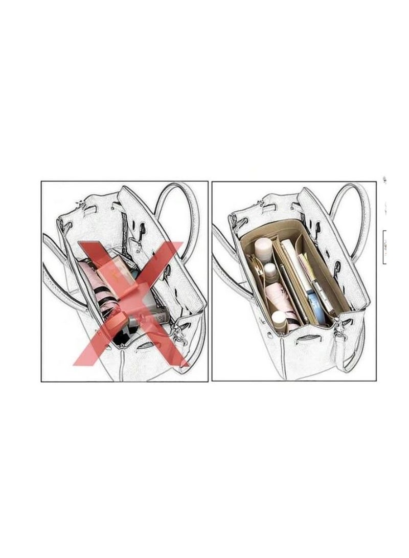 Meetion Felt Cloth Insert Bag Makeup Organizer Handbag Travel Purse Laptop Cosmetic Bag Classic Makeup Bags Making Accessories Handbag - Image 5