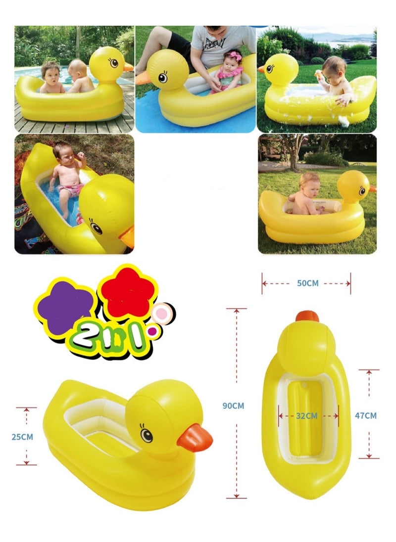 INTEX - Portable Inflatable Lightweight Compact Duck Shape Swimming Pool - Baby Inflatable Swimming Pool/Indoor or Outdoor Portable Inflatable Float for Kids 90x50x25cm - Image 1