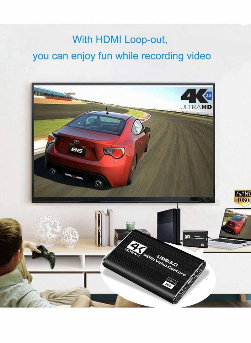 SOLARAE Audio Video Capture Card, HDMI USB3.0 4K 1080P 60fps Reliable Portable Converter for Game Streaming Live Broadcasts Recording (Black) - Image 5