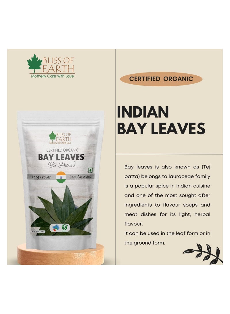 Bliss of Earth Certified Organic Indian Bay Leaves With Zero Pin Holes & Zero Dust A1 Grade Tej Patta With Uniform Green Color 3x100gm - Image 2