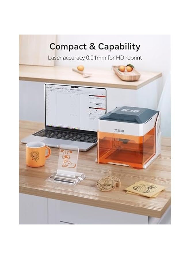 WAINLUX K10 3W Laser Engraver Machine, Mini Laser Engraving Machine for Wood Leather Silicone Paper Glass Acrylic Cloth, Grabadora Láser, Laser Class1 - Image 5