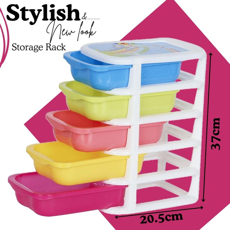 Nabhya Plastic 5 Tier Drawer Medium Size Chester Storage Organizer Cabinet Multicolour Size20 cm 16 cm 37 cm - Image 2