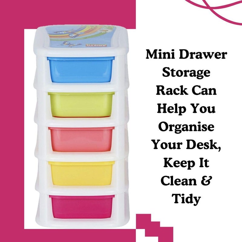 Nabhya Plastic 5 Tier Drawer Medium Size Chester Storage Organizer Cabinet Multicolour Size20 cm 16 cm 37 cm - Image 4