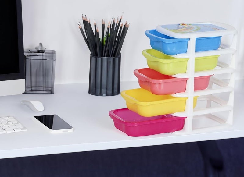 Nabhya Plastic 5 Tier Drawer Medium Size Chester Storage Organizer Cabinet Multicolour Size20 cm 16 cm 37 cm - Image 1