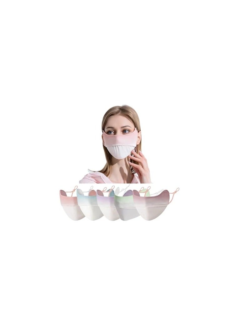 SOLARAE 5 Pack UV Protection Face Masks, Washable & Reusable, Breathable for Exercise, Sports, Golf, Running, Climbing, Yoga, Fitness, UPF 50+ Sun Protection for Women. - Image 1