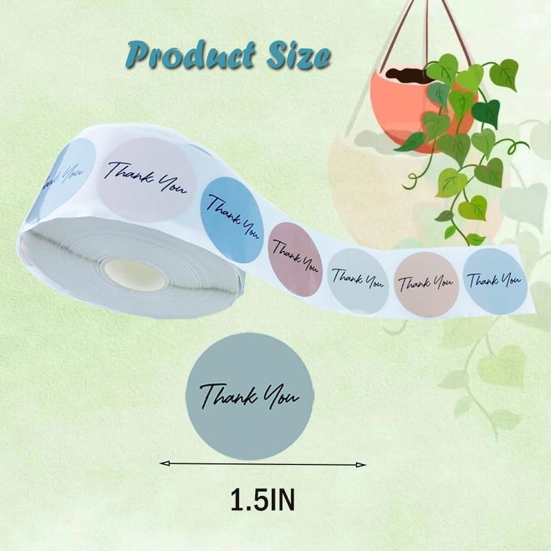 AWEELON 1000Pcs Boho Thank You Stickers Roll 6 Colors Paper Decals Pastel Adhesive Seal Sticker Decor for Party Favor Gifts Supplies - Image 2