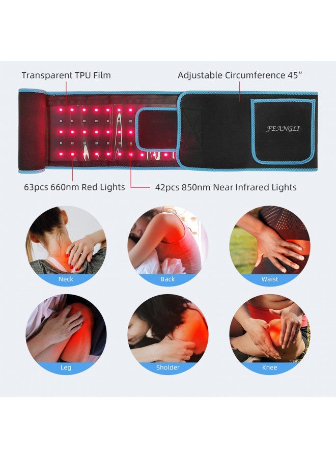 feangli Red Light Therapy Infrared Light Therapy Wrap Belt for Body Pain Relief Wearable Large Pad for Waist Back Stomach Muscle Repair, Decrease Inflammation, Speed Healing LED 660nm&850nm with Controller - Image 3