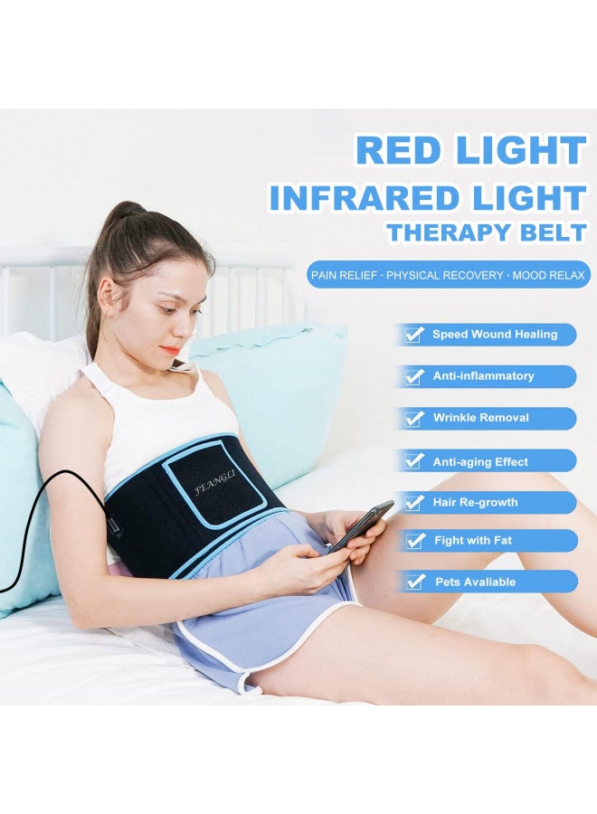 feangli Red Light Therapy Infrared Light Therapy Wrap Belt for Body Pain Relief Wearable Large Pad for Waist Back Stomach Muscle Repair, Decrease Inflammation, Speed Healing LED 660nm&850nm with Controller - Image 1