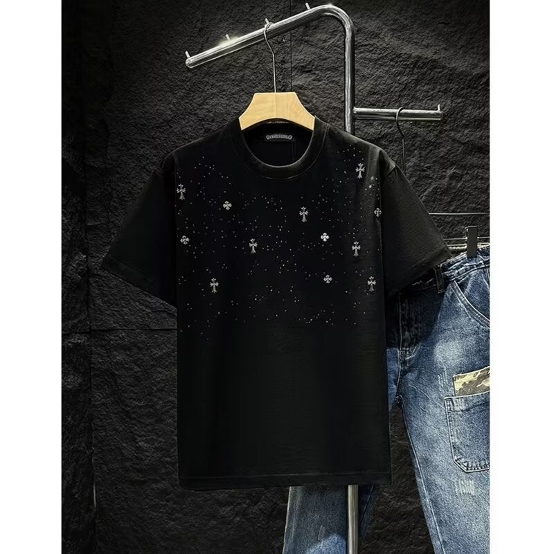 Teenager Summer T-Shirt Boys Round Neck Short Sleeve Loosen Fashionable Duffy Handsome Korean Style Hong Kong Style Casual Style T-Shirt - Image 3