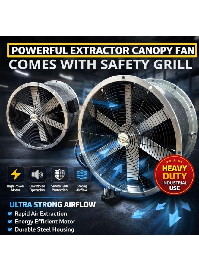 Powerstar Commercial Axial Exhaust Canopy Fan | Heavy Duty Metal Extractor | High Airflow Ventilation for Kitchen & Restaurant 16" (400mm) - Image 2