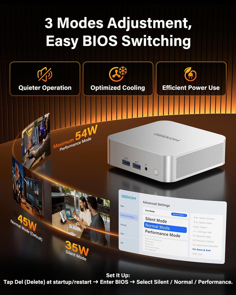 GEEKOM A8 Mini PC with AMD Ryzen 7 8745HS (Beats 6800H), 16GB DDR5 RAM (Upgradable, Not LPDDR) 1TB NVMe SSD, Windows 11 Pro Desktop Computer for Home&Business, USB4, SD Slot, 8K | WiFi 6E, 2.5G LAN - Image 3