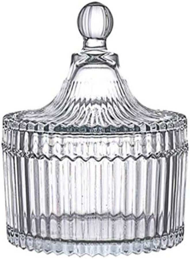 AKDC Go2Camps Alsaqer 300Ml/10Oz Tent Shaped Crystal Glass Candy Dish With Lid Candy Box Sugar Bowl Jar Biscuit Barrel Candy Buffet Storage Container For Home Office Desk Decor - Image 1