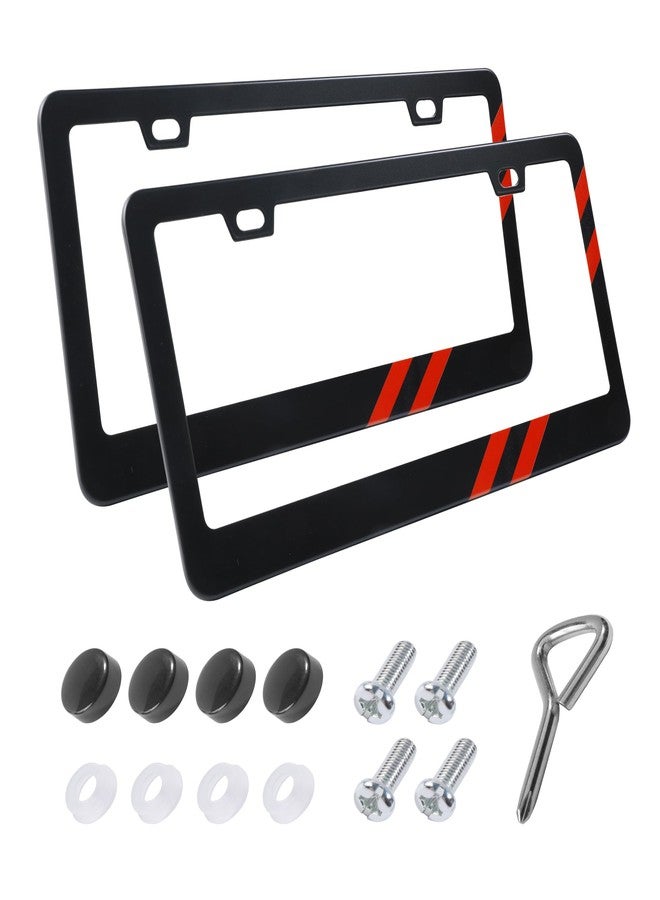 إطارات لوحات ترخيص SCUARI، ملحقات سيارات، حامل لوحة ترخيص أسود غير لامع، حامل ألومنيوم مقاوم للصدأ والاهتزاز مع طقم تثبيت بالبراغي، إطار لوحة ترخيص سيارة عالمي، مناسب لمعظم السيارات وسيارات الدفع الرباعي (B-2PCS) - Image 1