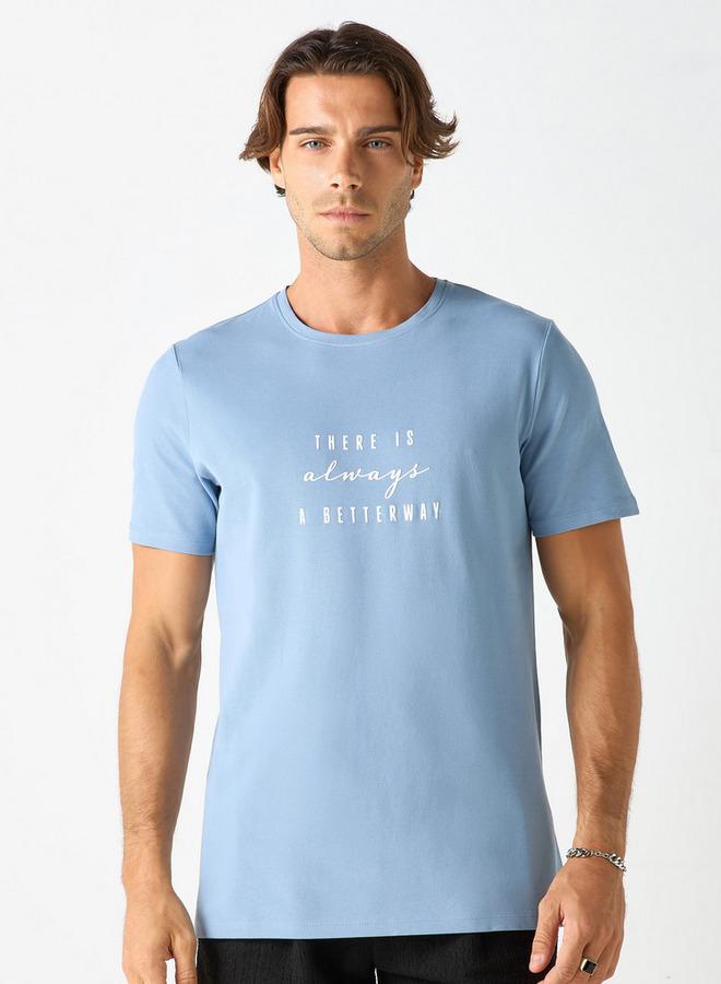 ايكونيك تيشيرت بياقة ضيّقة وأكمام قصيرة وطبعات تايبوجرافيك من آيكونيك - Image 1