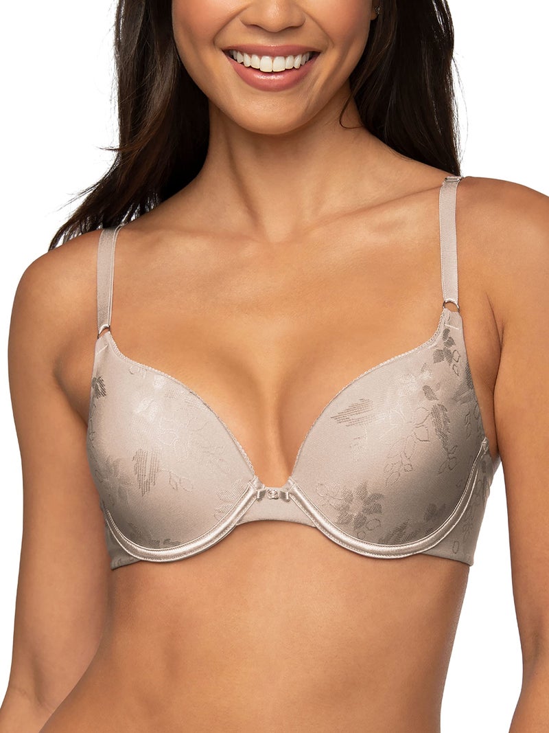 Vanity Fair Womens Ego Boost Add-a-size (+1 Cup Size) Push Up Bra, Underwire - Beige Jacquard, 34A US - Image 1
