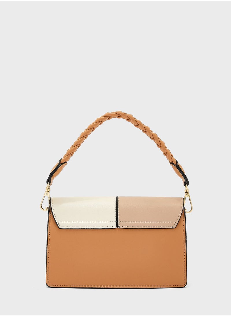 ELLA - Colourblock Twisted Strap Satchel Bag - Image 1