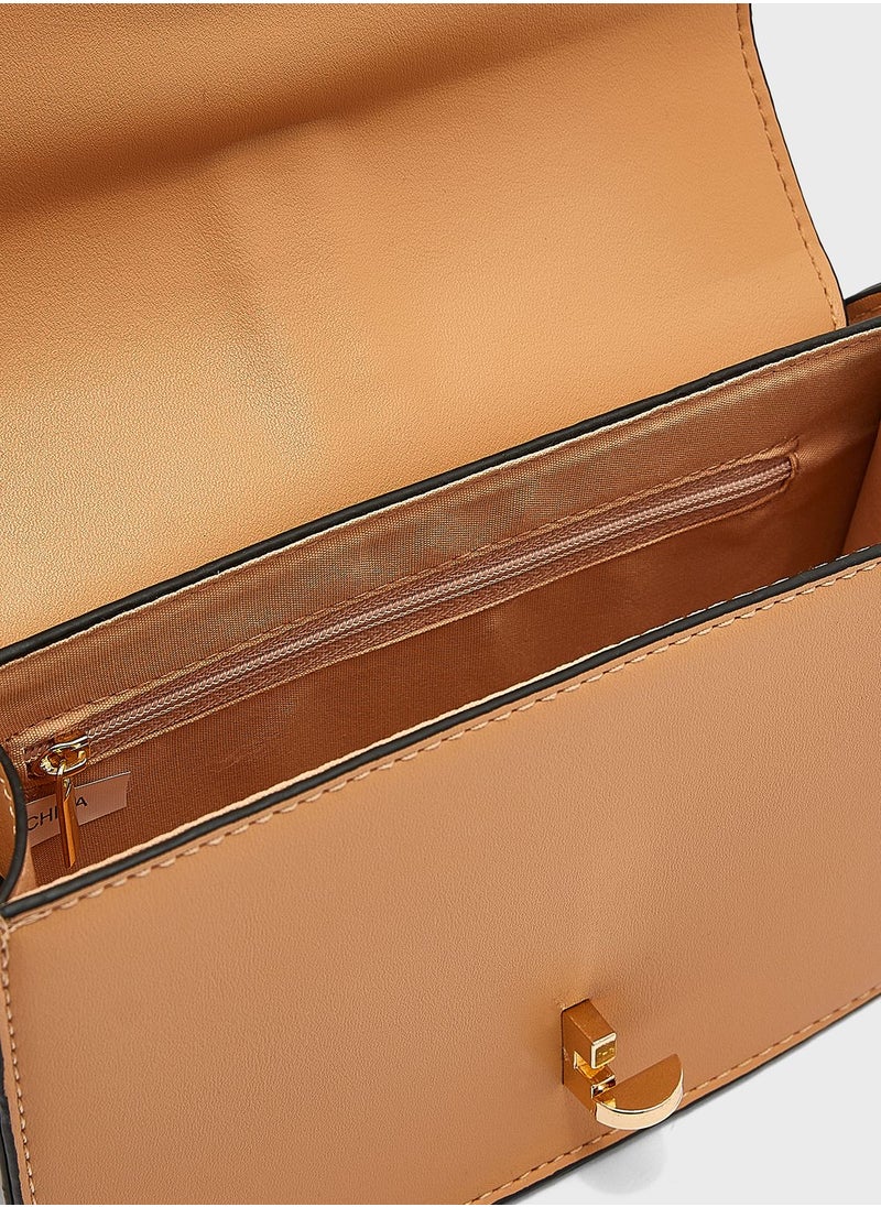 ELLA - Colourblock Twisted Strap Satchel Bag - Image 1