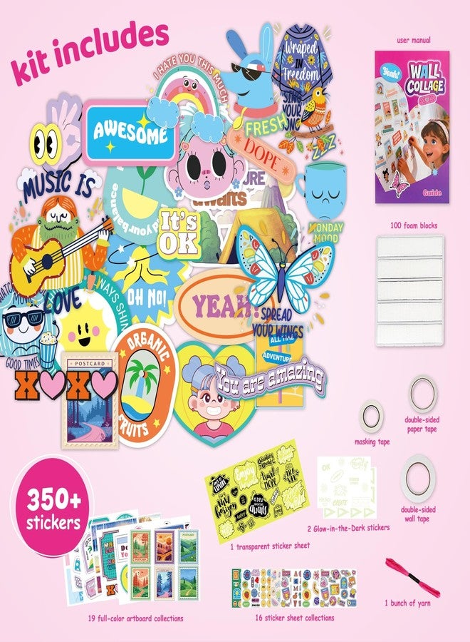 Quellance Wall Collage Kit for Teen & Tween Girls - 1000+ Piece DIY Arts Crafts Kit for 8-16 Teens Bedroom Aesthetic Room Decor, Creative Birthday Gifts Craft Set for Teenage Trendy Stuff Room Décor Cool Things - Image 2
