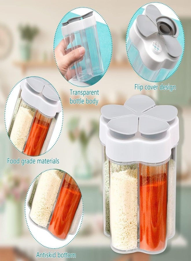 PRAMANTA Kitchen Seasoning Spice Rack Transparent Masala Dabba Container Salt and Pepper Shaker 5 in 1 Condiment and Seasoning Spice Jar with Cover (1) - Image 5
