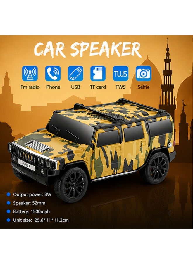 لاكوز مكبر صوت بلوتوث WS-590 بتصميم سيارة، مزود براديو FM، يدعم منفذ USB/بطاقة TF، وتقنية TWS للاقتران، وبطارية قابلة للشحن بسعة 1500 مللي أمبير، وقوة صوت 8 واط، ومكبر صوت لاسلكي محمول مع خاصية الاتصال بدون استخدام اليدين، لون أصفر - Image 3