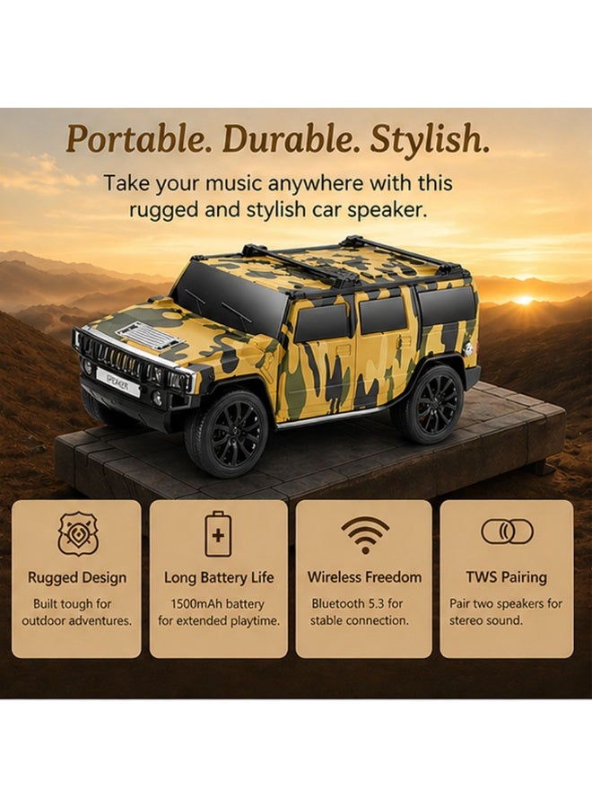 لاكوز مكبر صوت بلوتوث WS-590 بتصميم سيارة، مزود براديو FM، يدعم منفذ USB/بطاقة TF، وتقنية TWS للاقتران، وبطارية قابلة للشحن بسعة 1500 مللي أمبير، وقوة صوت 8 واط، ومكبر صوت لاسلكي محمول مع خاصية الاتصال بدون استخدام اليدين، لون أصفر - Image 4