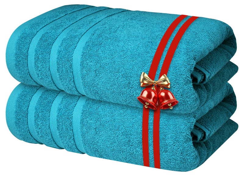 إنفينيتي اكسكلوسيفز مجموعة مناشف حمام إنفينيتي إكسكلوسيفز المصنوعة من القطن الفاخر مقاس 27 × 54 بوصة، (70 سم × 140 سم) مناشف ناعمة وعالية الامتصاص وسريعة الجفاف - مناشف مثالية للحمام وصالة الألعاب الرياضية والمنتجعات الصحية والفندق (أزرق مخضر) - Image 1