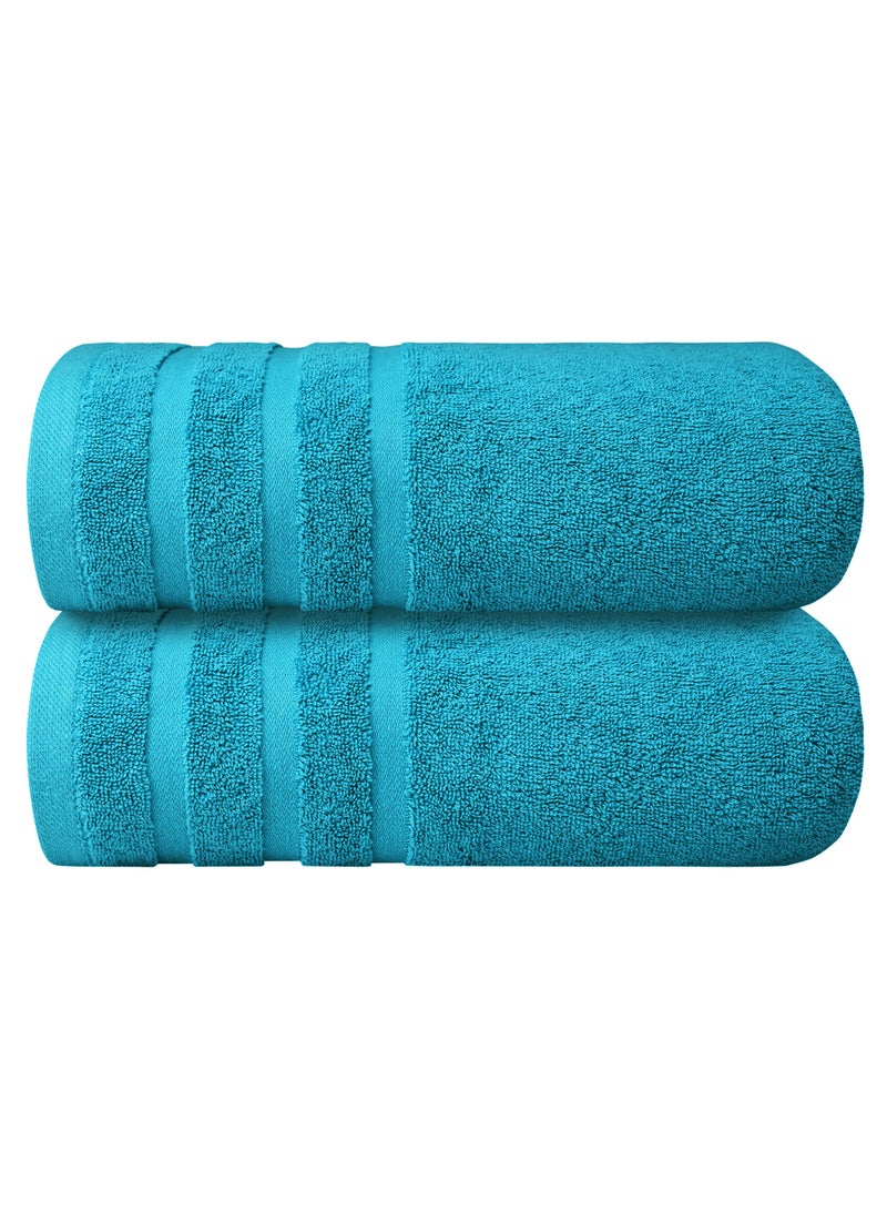 Infinitee Xclusives - Infinitee Xclusives Premium Cotton Bath Towels Set of 2 27 x 54 Inches, (70 cm x 140 cm) Soft, Highly Absorbent, Quick Dry Towels - Perfect Towels for Bathroom, Gym, Spa & Hotel (Teal) - Image 1