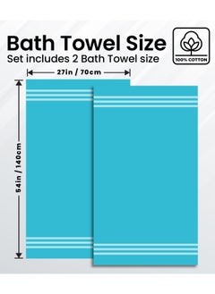 Infinitee Xclusives Infinitee Xclusives Premium Cotton Bath Towels Set of 2 27 x 54 Inches, (70 cm x 140 cm) Soft, Highly Absorbent, Quick Dry Towels - Perfect Towels for Bathroom, Gym, Spa & Hotel (Teal)  - Image 5