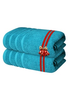 Infinitee Xclusives Infinitee Xclusives Premium Cotton Bath Towels Set of 2 27 x 54 Inches, (70 cm x 140 cm) Soft, Highly Absorbent, Quick Dry Towels - Perfect Towels for Bathroom, Gym, Spa & Hotel (Teal)  - Image 1