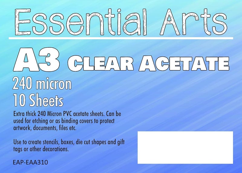 Essential Arts A3 Acetate 240 Micron Pack of 10 Sheets. Extra Thick PVC Binding Cover Can Be Used for Etching, Craft, Stencils and Gifts (297x420mm) - Image 5