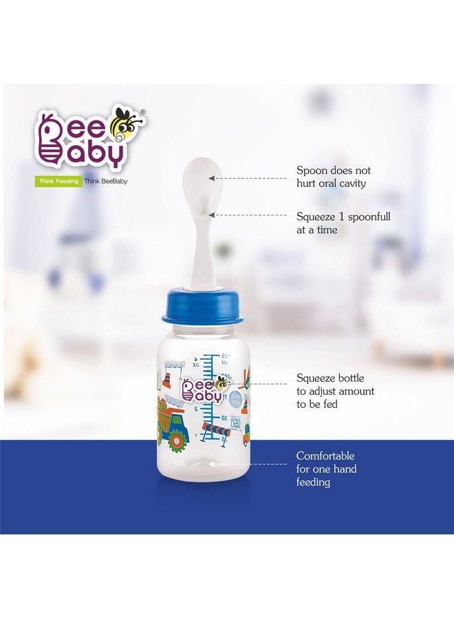 Beebaby Gentle 2 In 1 Slim Neck Baby Feeding Bottle With Gentle Touch Anti Colic Silicone Nipple & (Plastic) Feeder Spoon 4 Months + (Blue 125 Ml). - Image 5