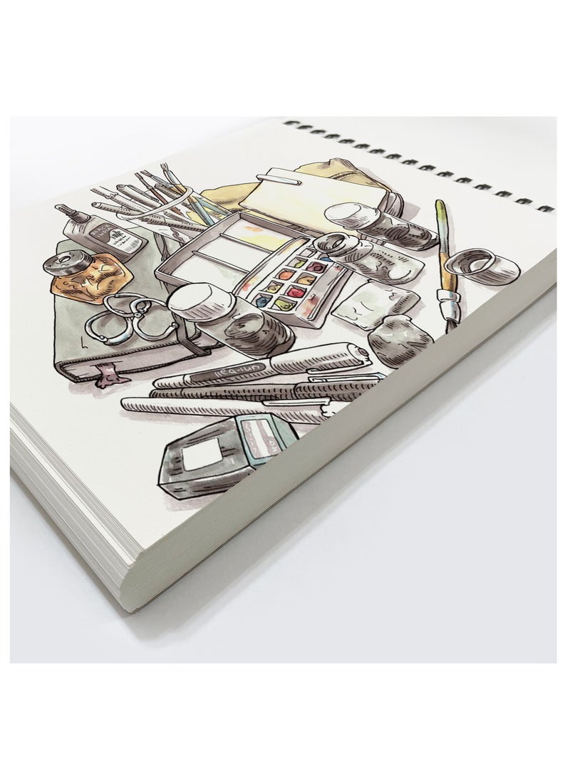 ROBUST - كتاب رسم قوي من سلسلة 400 (9 × 12 بوصة)، لوحة رسم 100 ورقة، دفتر رسم 180 جرامًا للمتر المربع، ورق فني للوسائط الجافة والرطبة، كتاب رسم للأطفال، ورق رسم فني حلزوني، كتاب فني خالٍ من الأحماض - Image 1