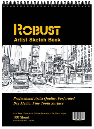 Robust 400 Series Sketch Book (9"x12"), 100Sheets Sketch Pad,180gsm Drawing Notebook, Art Paper for Dry and Wet Media, Drawing Book For Kids, Spiral Bound Artist Sketch Paper, Acid Free Art Book - pzsku/ZCD590910A42AE2C97820Z/45/_/1674984364/da114daa-2993-49f1-884b-00b159b17347