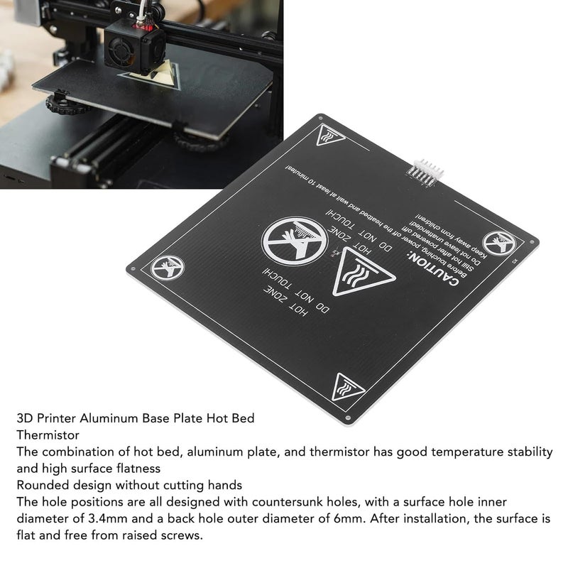 220x220mm 3D Printer Heated Bed Aluminum Alloy Hot Bed Platform 3mm Thick with 90cm Wire - Image 4